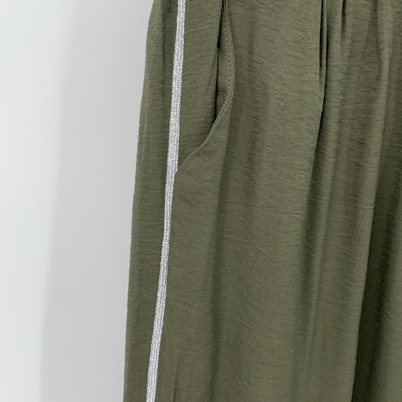 Sen jogger pants olive green silver sparkle leg stripe drawstring waist women XS - Picture 3 of 5
